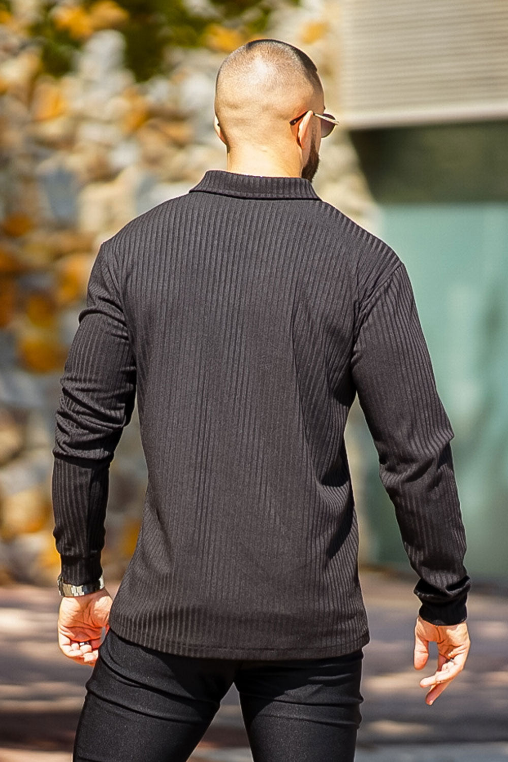 men's black long sleeve polo shirts