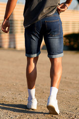 Gingtto Beat the Heat in Style: Men's Denim Comfort Shorts-Blue - 28