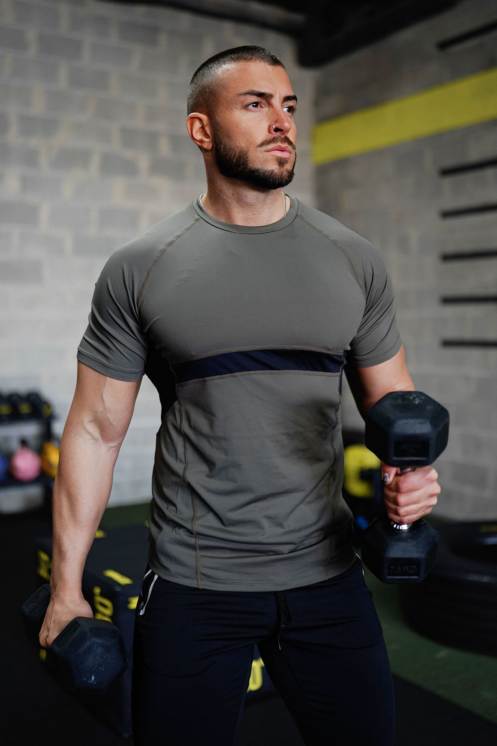 JARKADA Mens Athletic Shirts Short Sleeve Compression T Shirts for Men-GREY