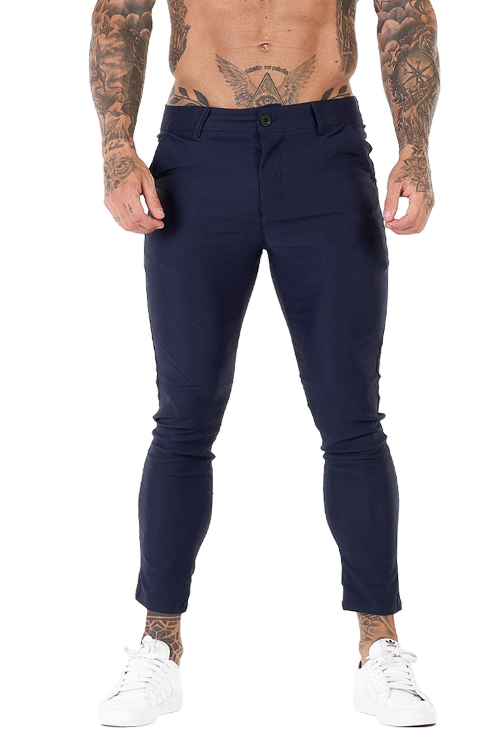 men's navy skinny chinos