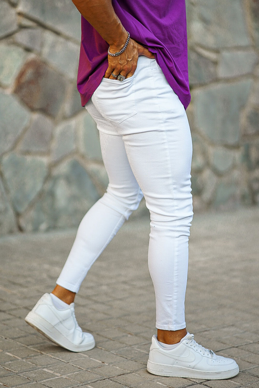 Skinny jeans - geheel witte stretchjeans