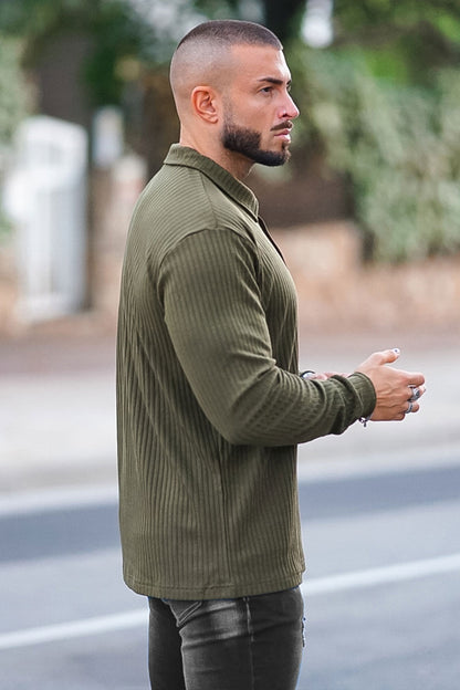 men's green long sleeve polo shirts